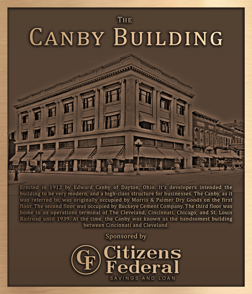 bronze plaque of Canby Building