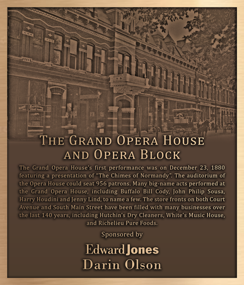 The Grand Opera House and Opera Block bronze plaque