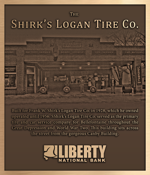 Shirk's Logan Tire Co bronze plaque