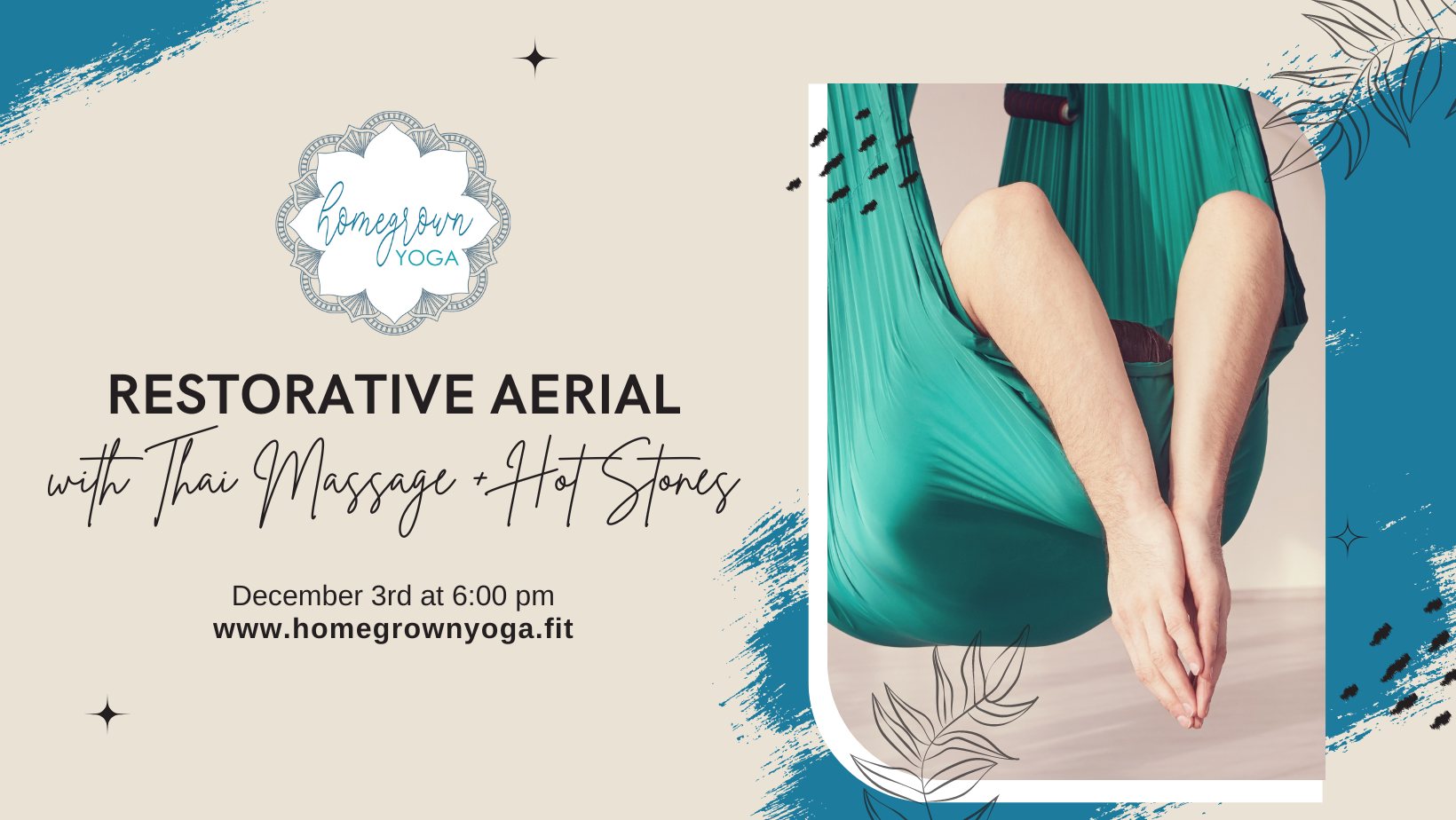 Restorative Aerial Yoga with Thai Massage + Hot Stones