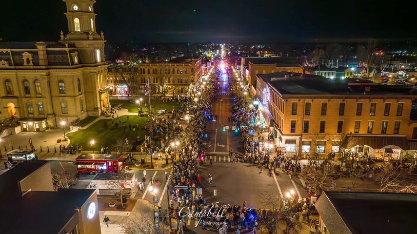 The Christmas parade from above