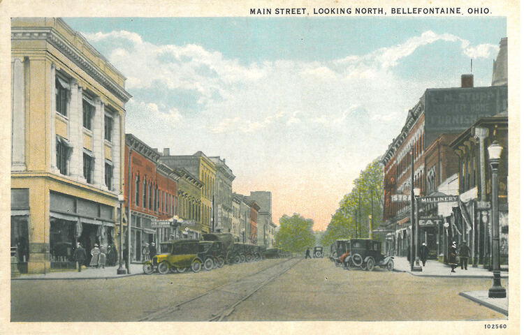 Main Street looking north, vintage postcard