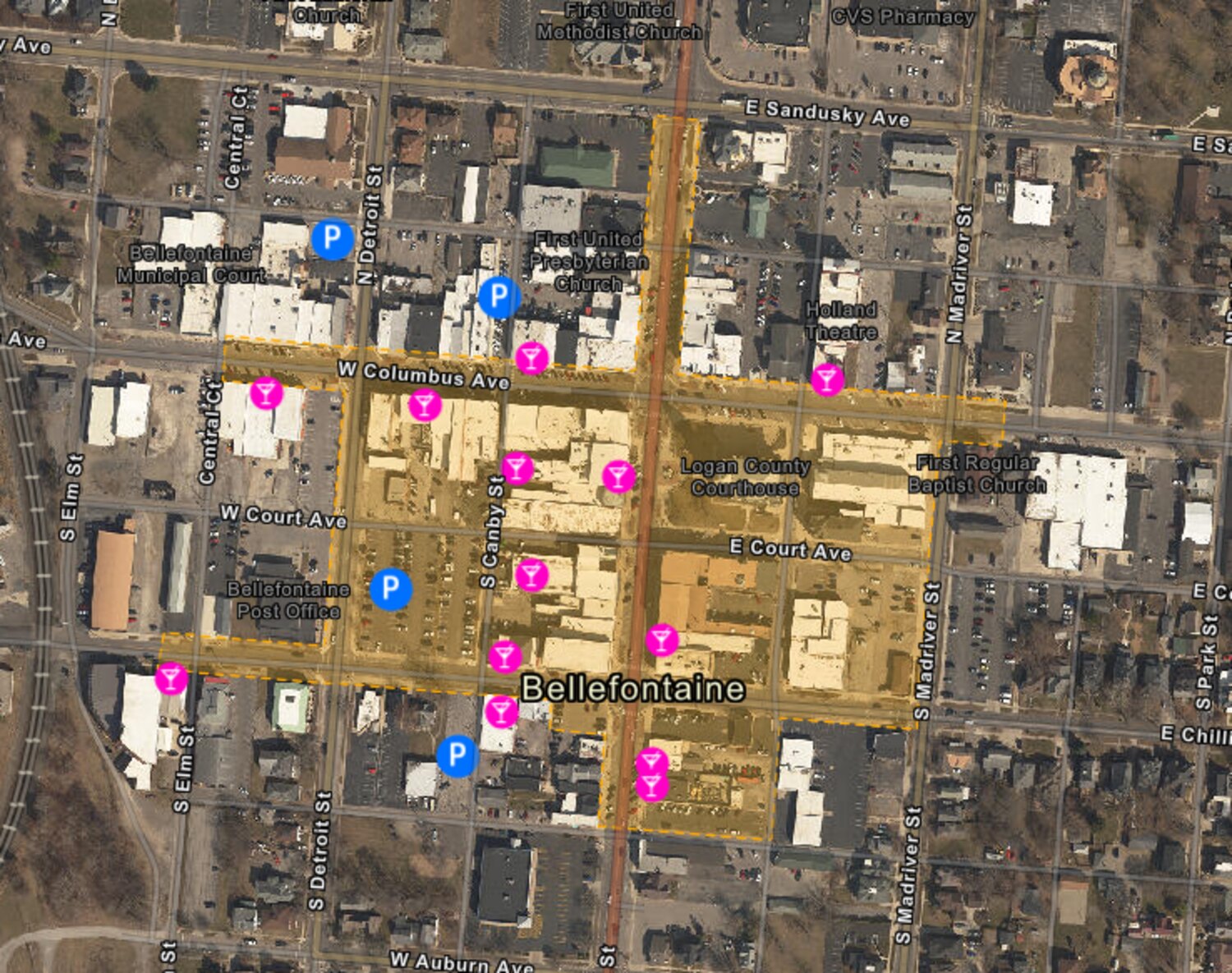 Official DORA District map for the City of Bellefontaine