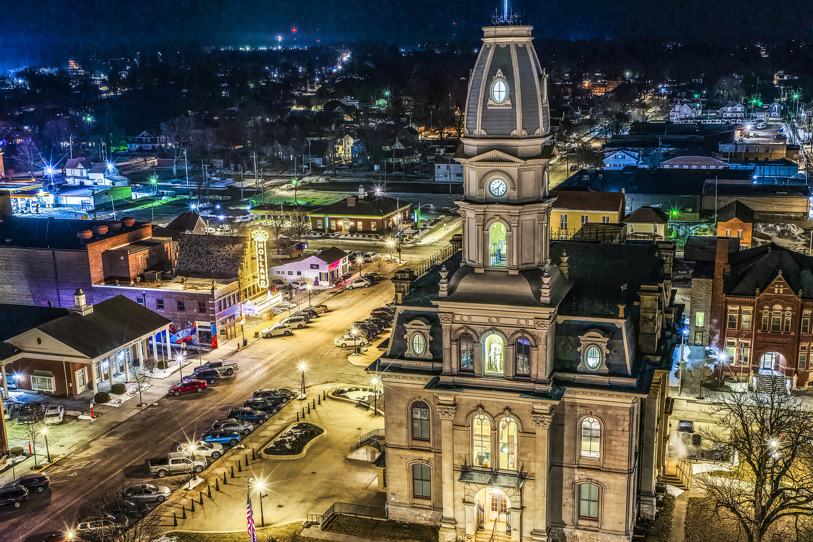 Downtown lights & the Holland Theatre