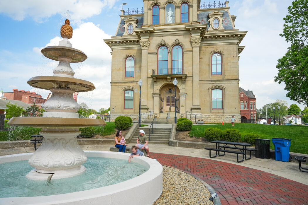 The Logan County Courthouse fountain