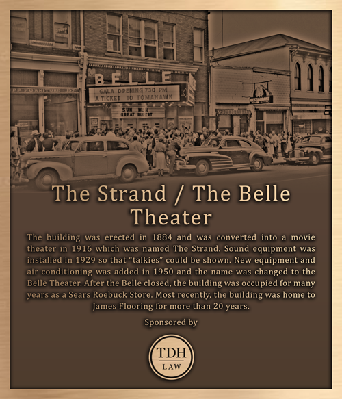 The Strand/ Belle Theater bronze plaque